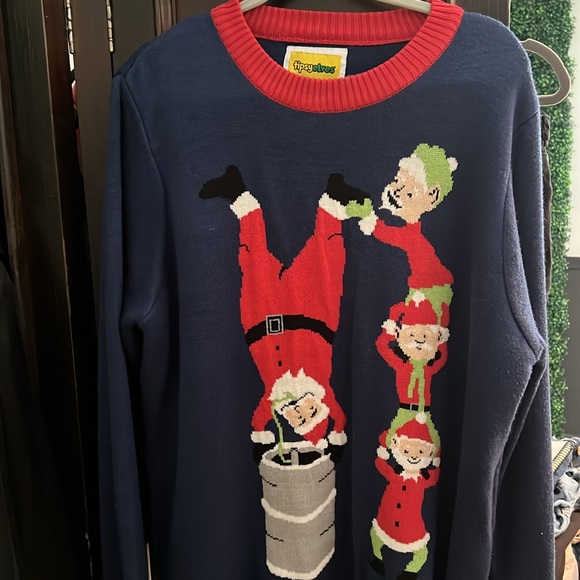 TipsyElves Santa’s Little Helpers Keg Stand Ugly Christmas Sweater SZ XXL - Picture 4 of 10
